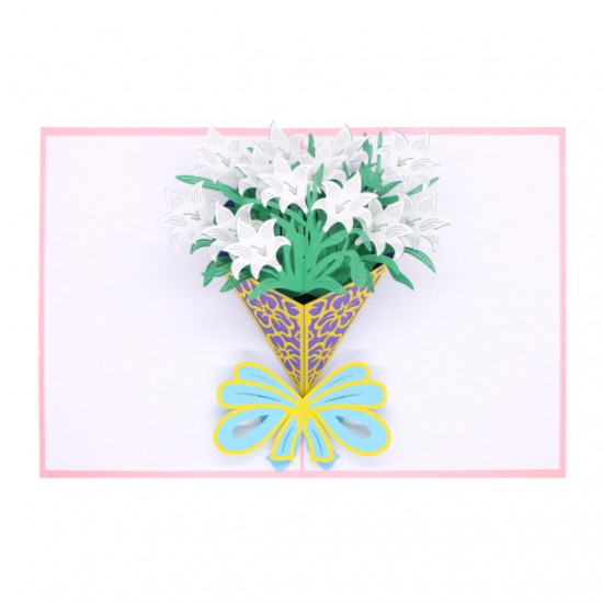White Flowers Pop Up Card