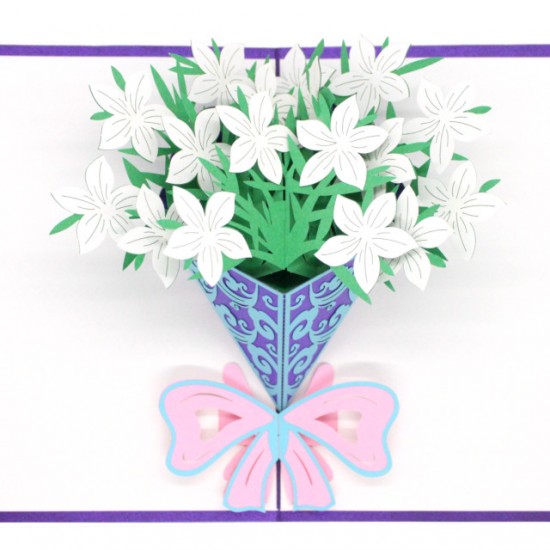 White Flowers Pop Up Card